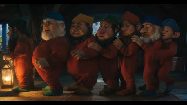 Image for article titled Snow White's Live-Action Seven Dwarfs Are Pure Nightmare Fuel