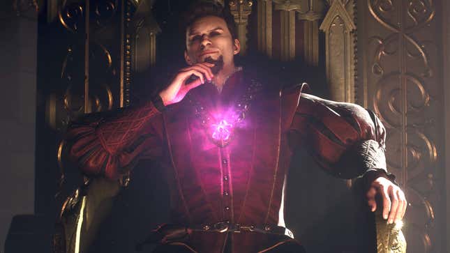 A evil king smiles.